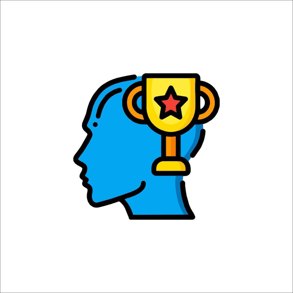 A blue head with a star on it and a trophy vector