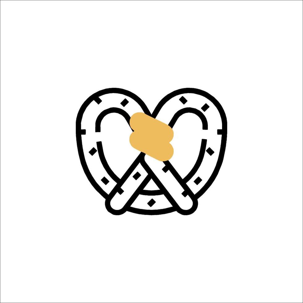 A pretzel is shown in a heart shape vector
