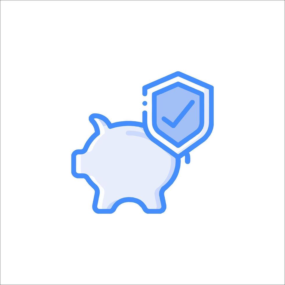 Piggy bank with shield icon vector