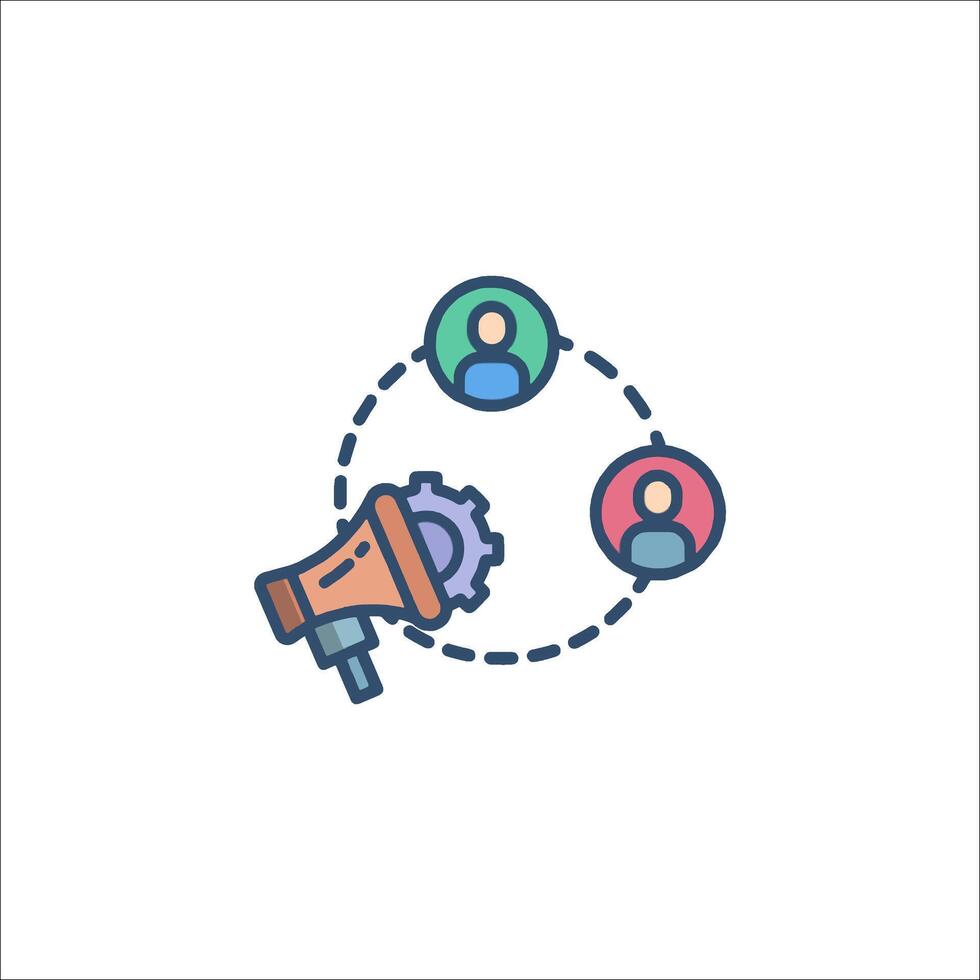 A megaphone icon with people in a circle vector