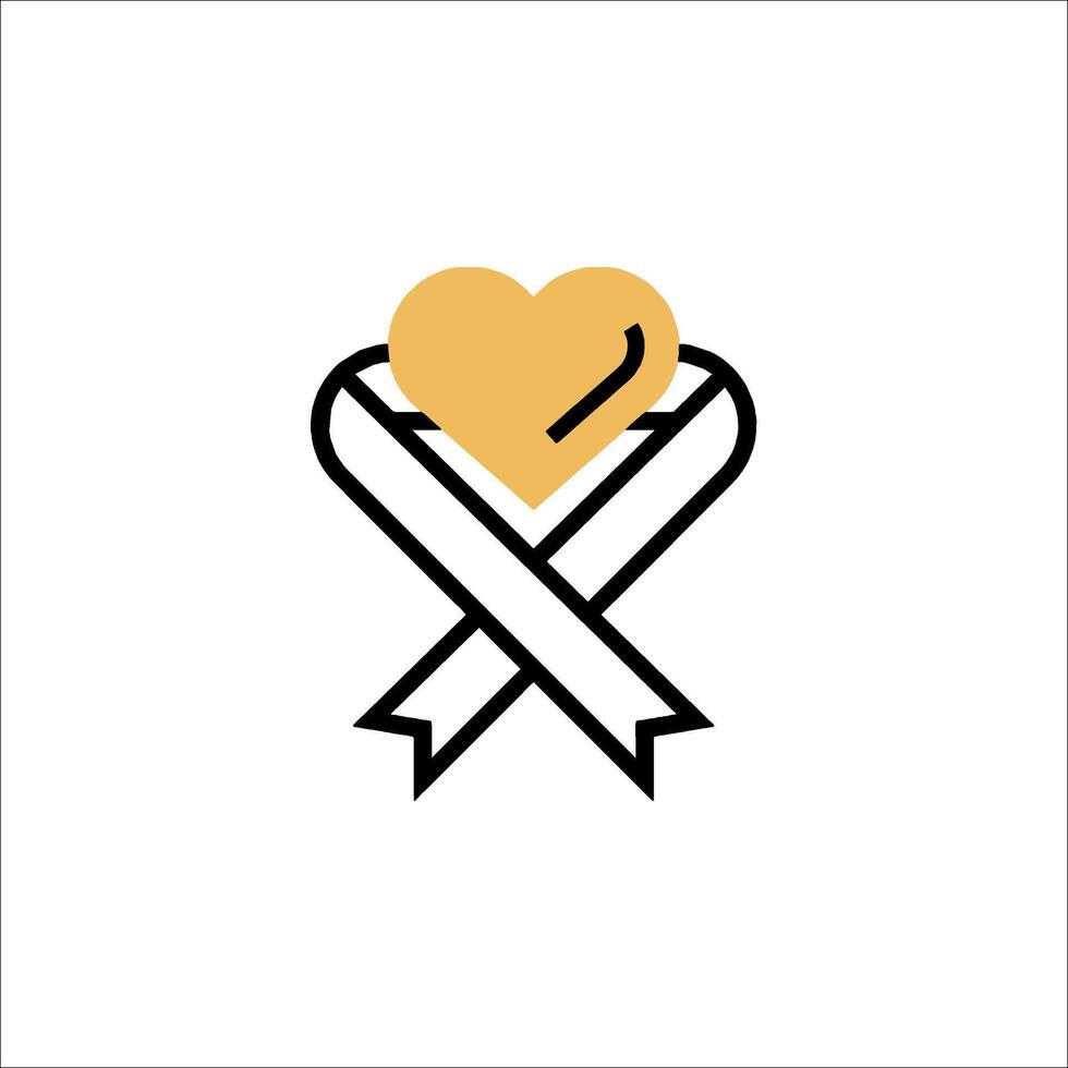 Heart ribbon icon illustration vector