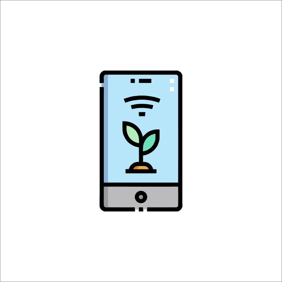 A smartphone with a plant growing out of it vector