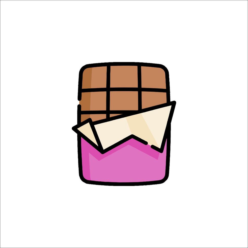 A chocolate bar with a pink wrapper on it vector