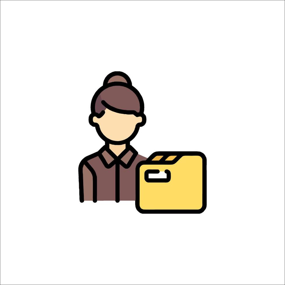 A woman holding a folder icon vector