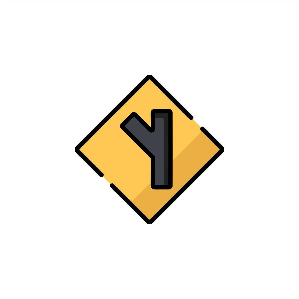A yellow and black road sign with a black arrow vector