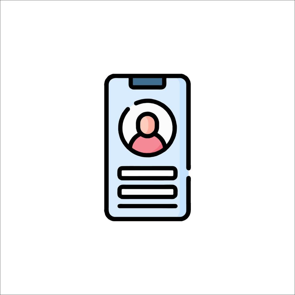 A phone with a person on it in a line icon vector
