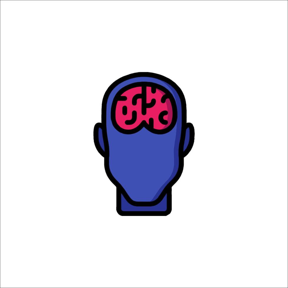 A blue and red head with a brain in it vector