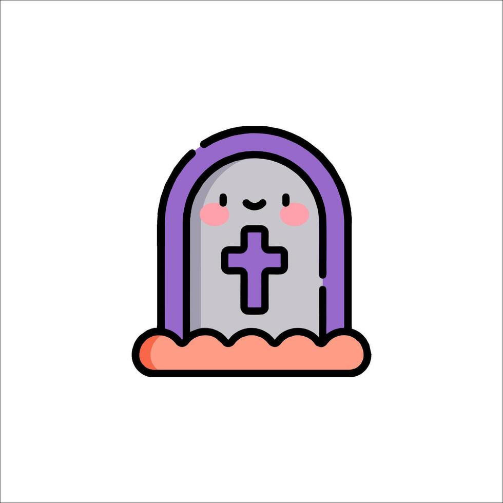 A cartoon graveyard with a cross on top vector