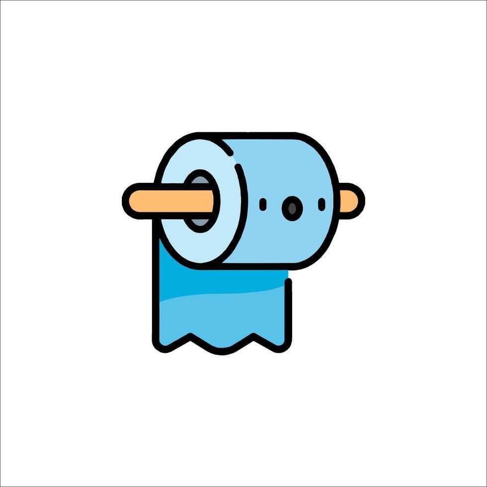 A cartoon toilet paper roll with a blue bow on it vector