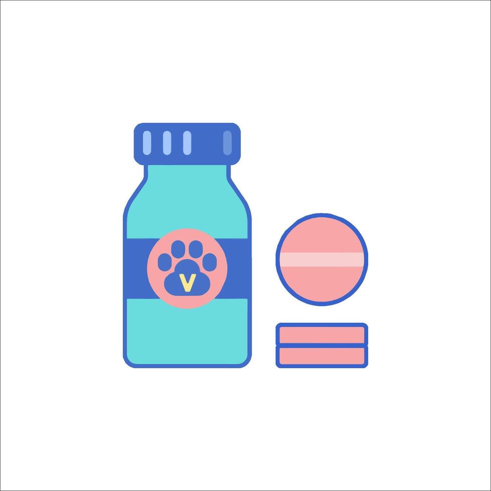 A bottle of pills and a dog's paw vector