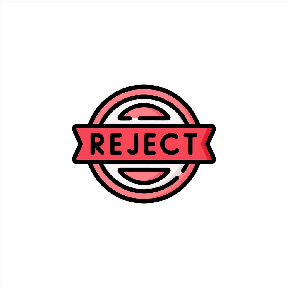 A red and black logo with the word reject vector