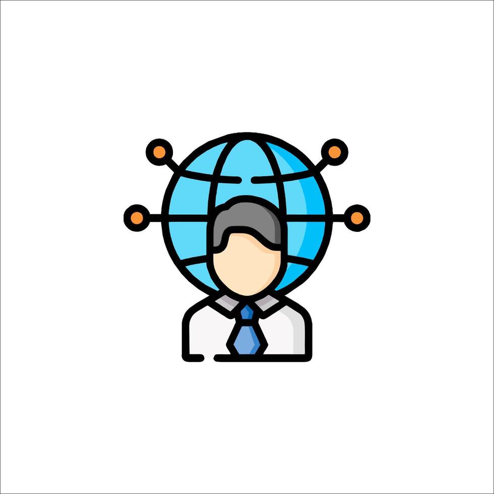 Businessman with globe icon vector