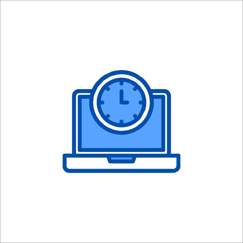 A clock and a laptop icon on a white background vector