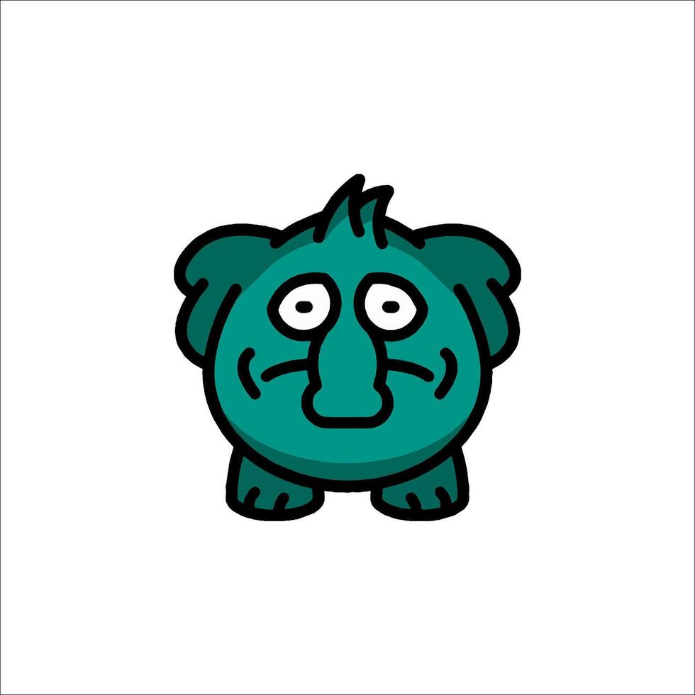 A cartoon green elephant with a big nose vector