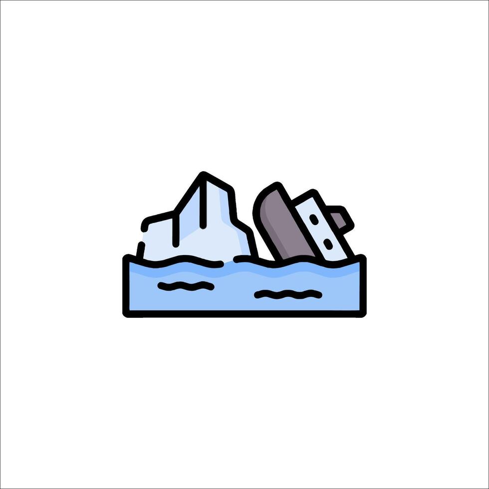 Iceberg with ship icon illustration vector