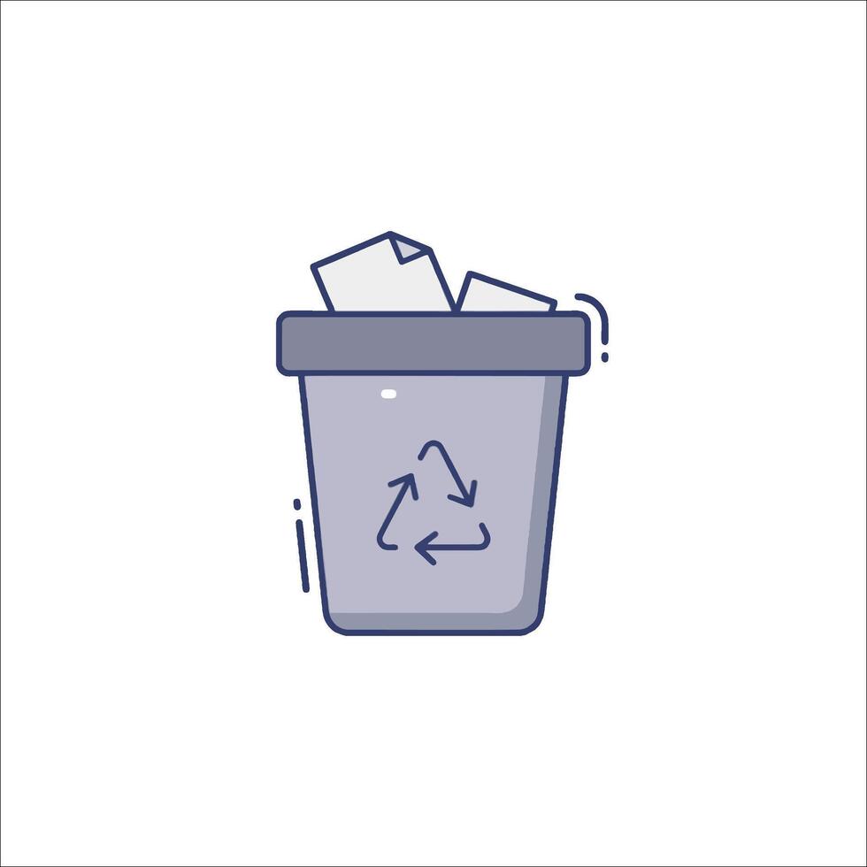 A trash can with a paper recycling symbol vector