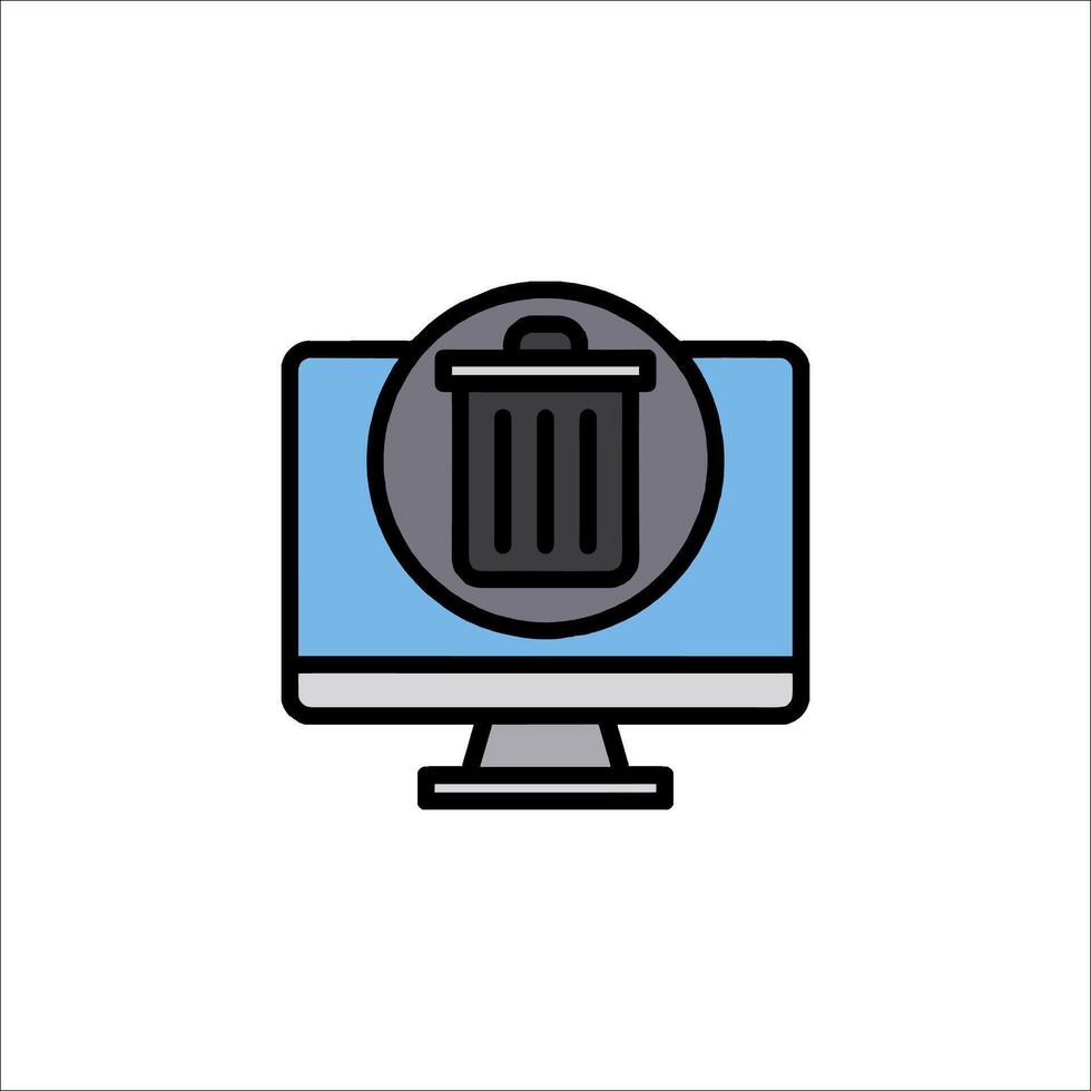Computer monitor with trash can icon vector