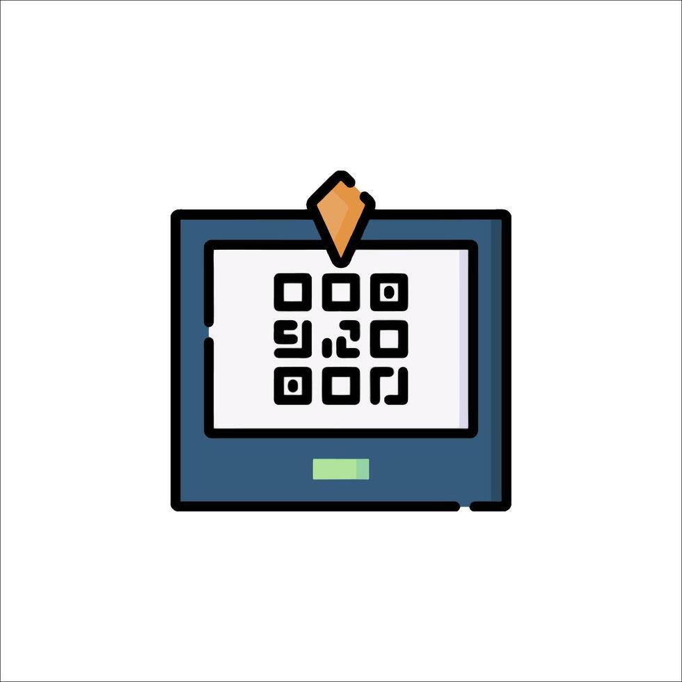 A computer screen with a qr code on it vector