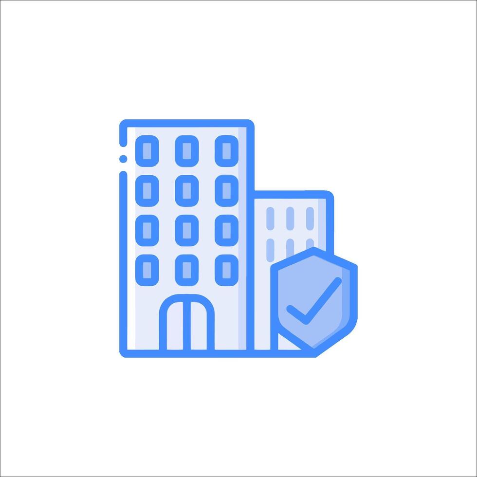 A building with a shield icon vector