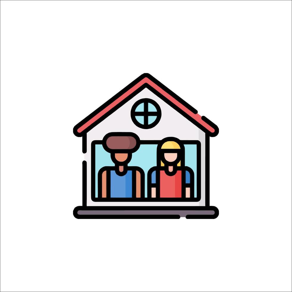 A couple is sitting in front of a house vector