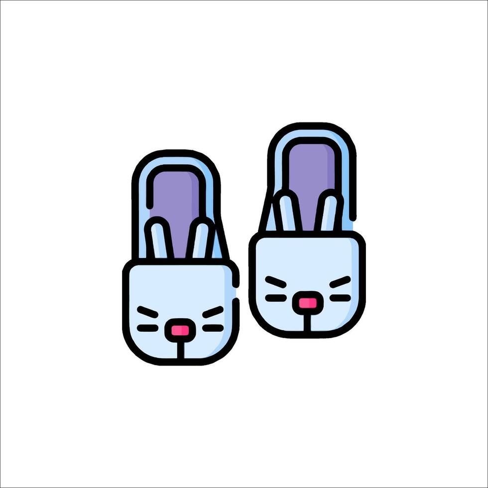 Two bunny slippers with ears on the sides vector
