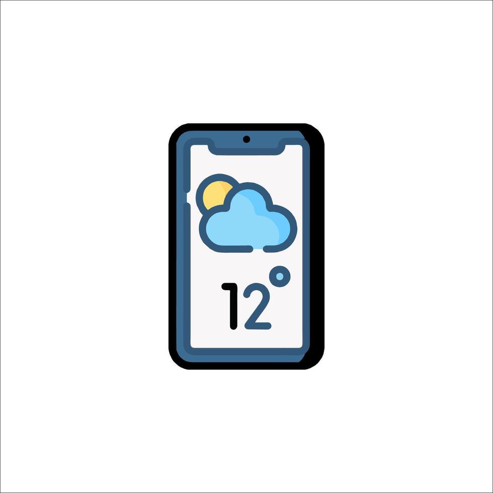 A smartphone with a weather forecast on it vector