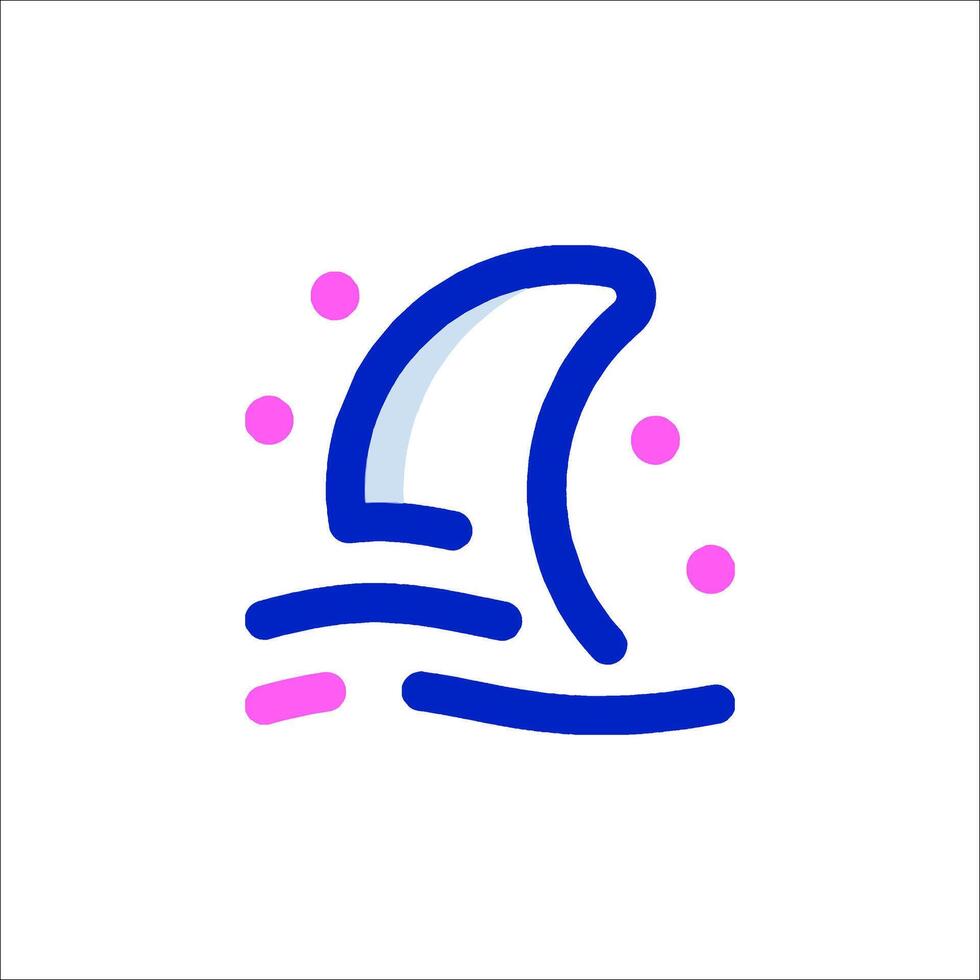 A blue and pink logo with a wave vector