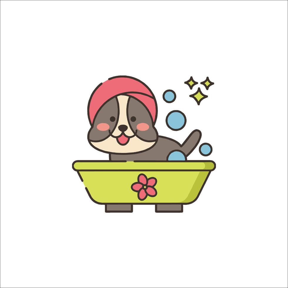 A cartoon cat taking a bath in a tub vector