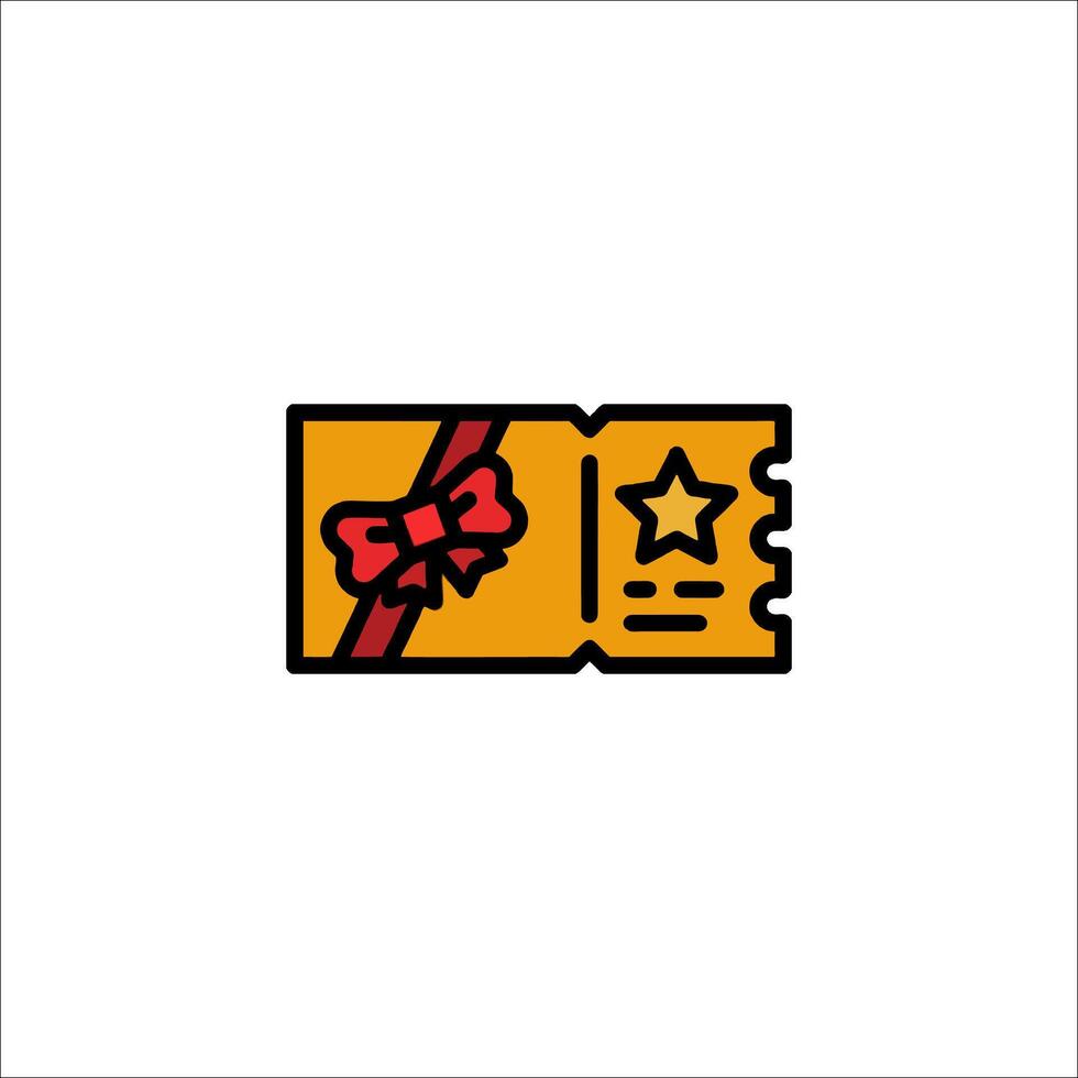 A ticket with a bow and star icon vector