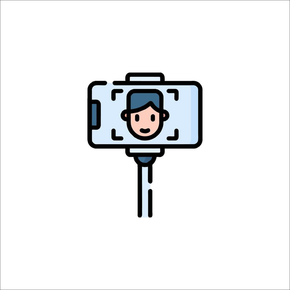 A man holding a camera icon on a white background vector
