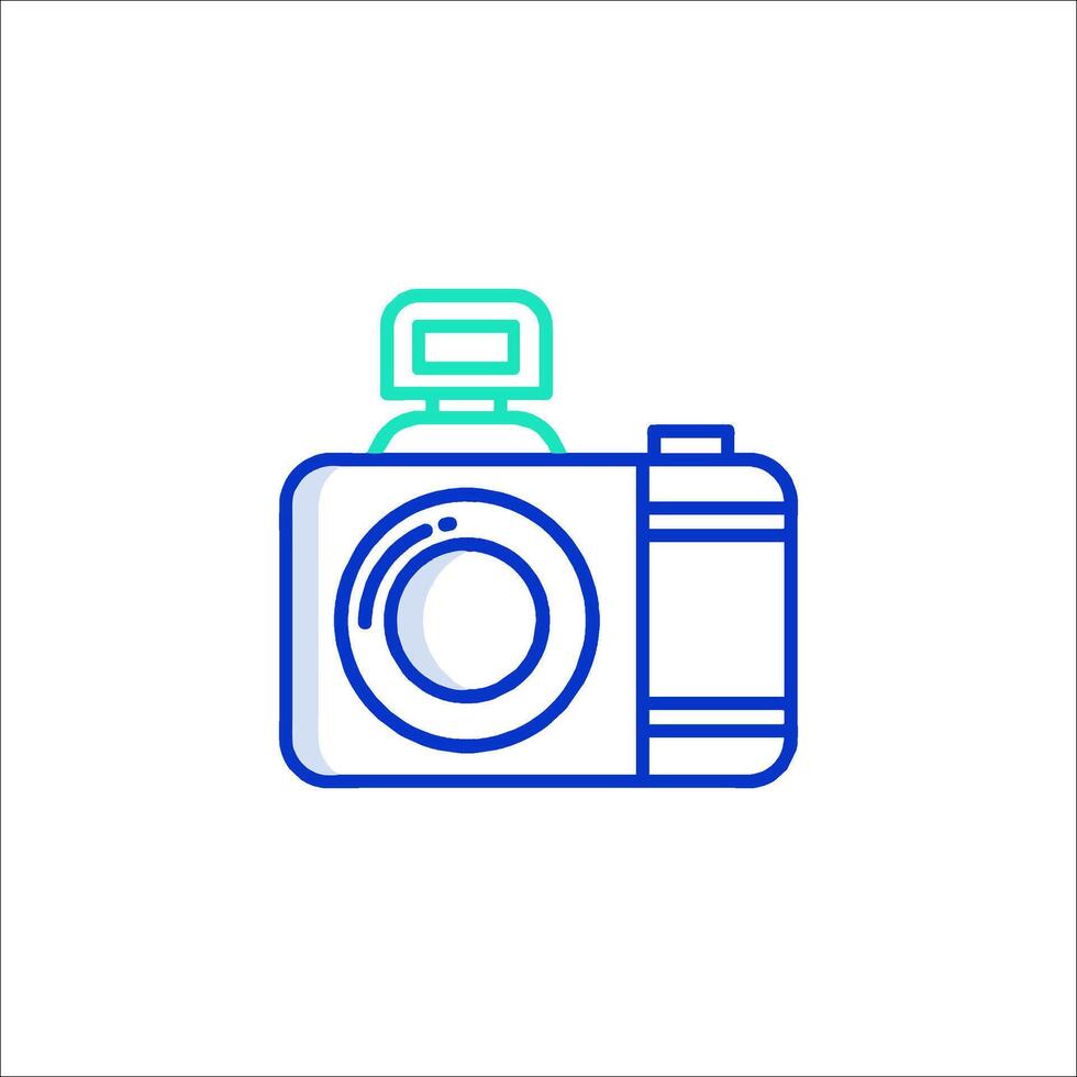 A camera icon with a light bulb on top vector