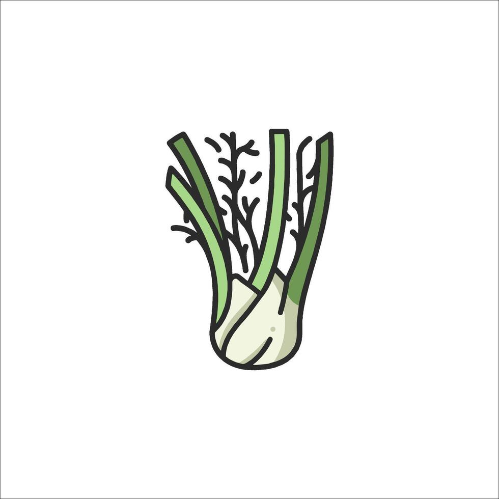 A drawing of a green onion vector