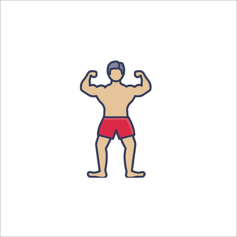 A man in a red swimsuit is standing in front of a white background vector