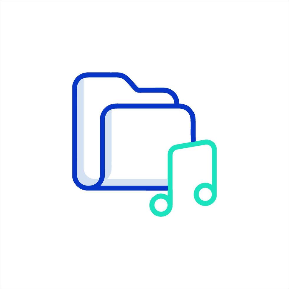 A folder with music notes and a note vector