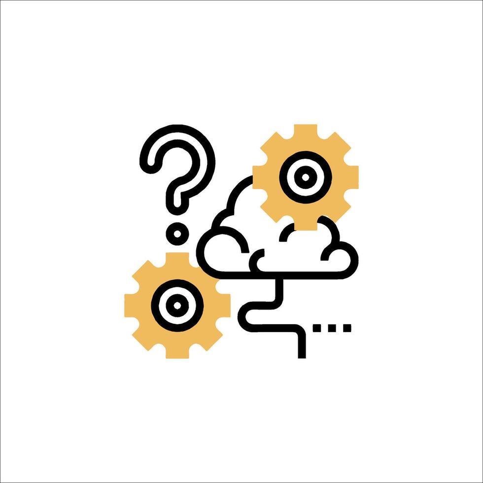 A cloud with gears and question marks vector