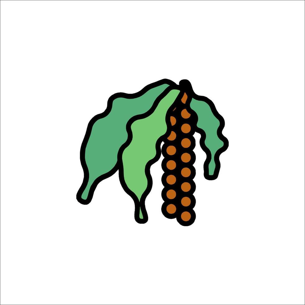 A green and orange fruit with leaves on it vector