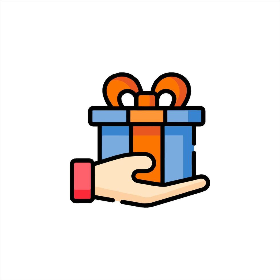 Hand holding gift box icon vector