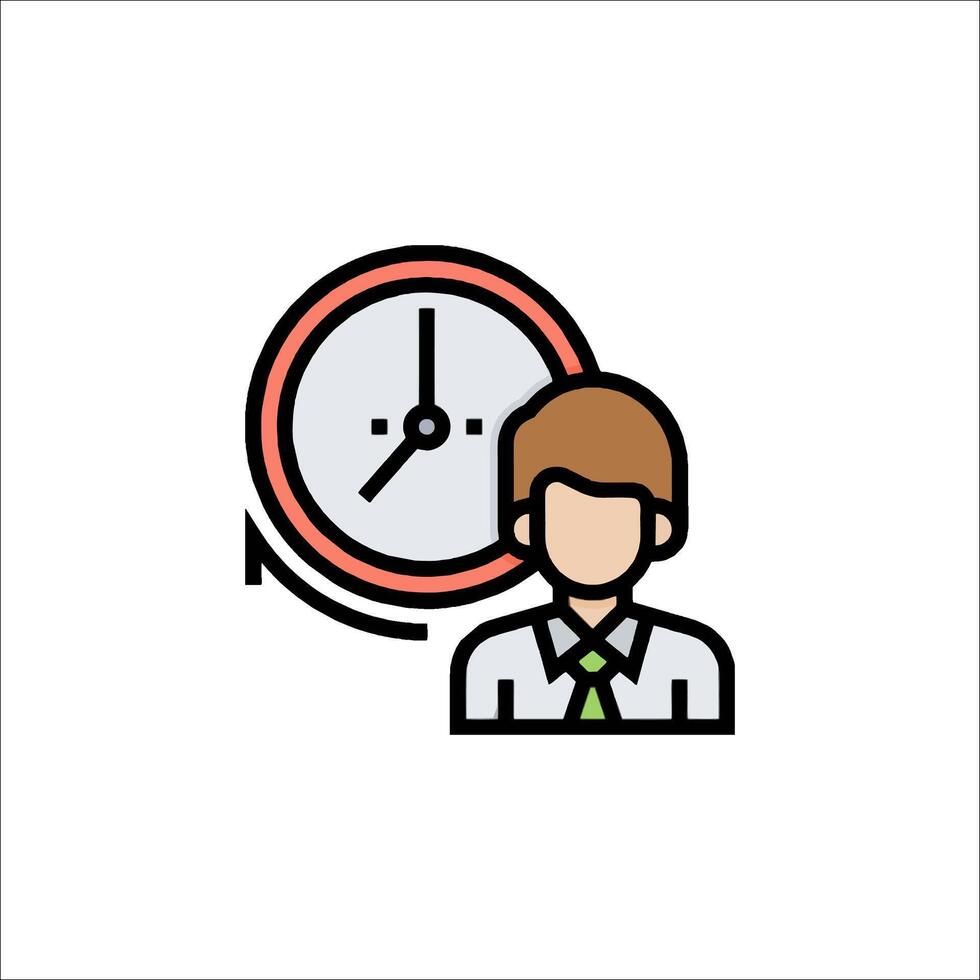 A man with a clock icon on a white background vector
