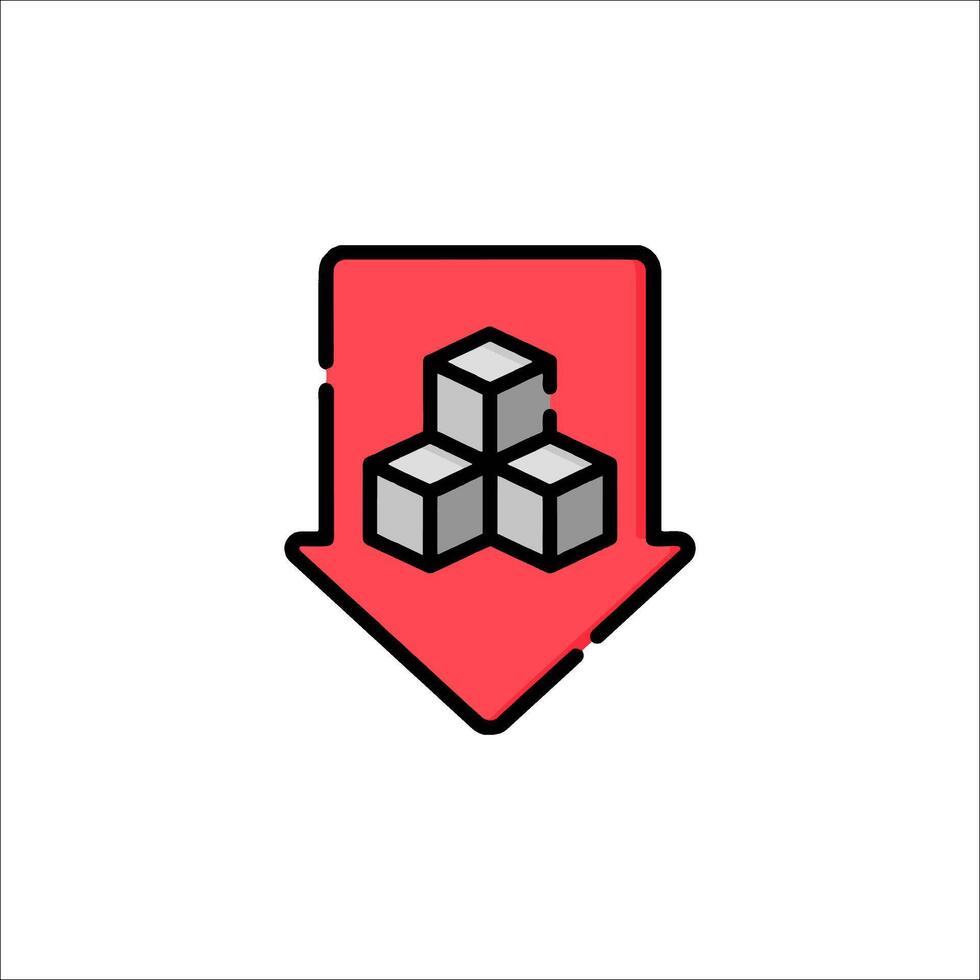 A red arrow with three cubes in it vector