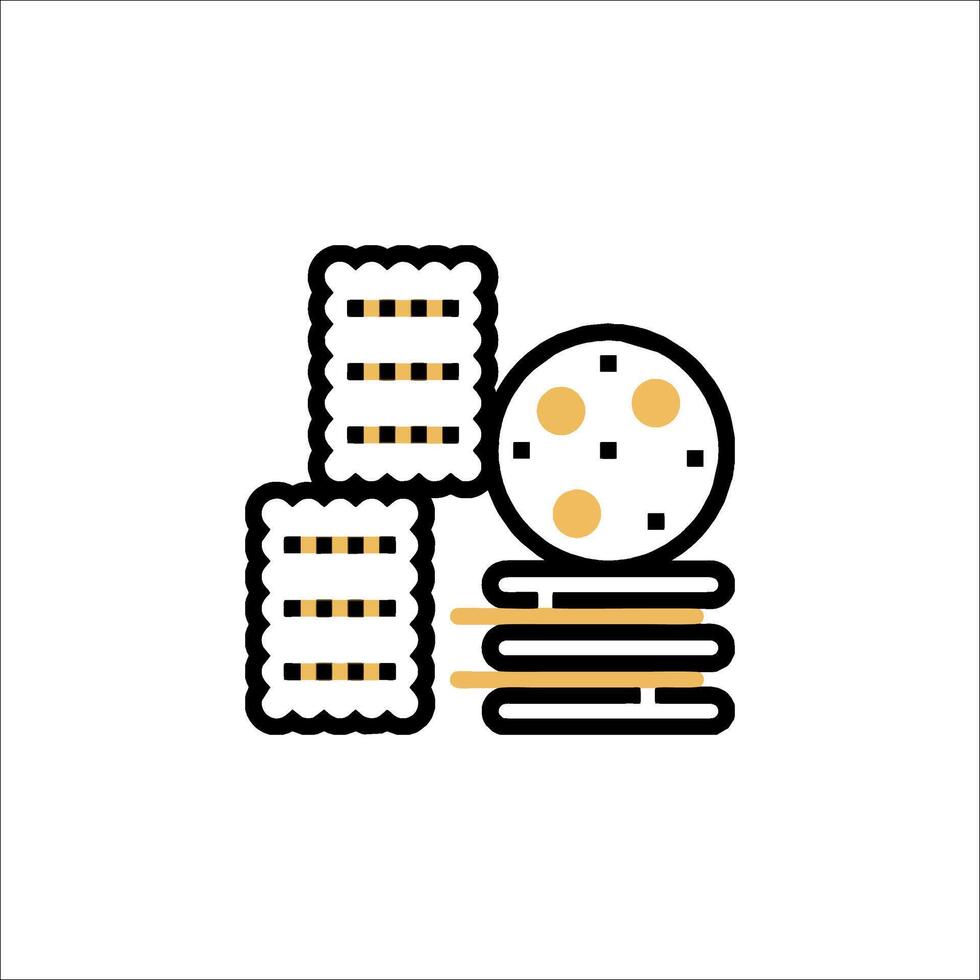 A stack of cookies and a cookie cutter icon vector