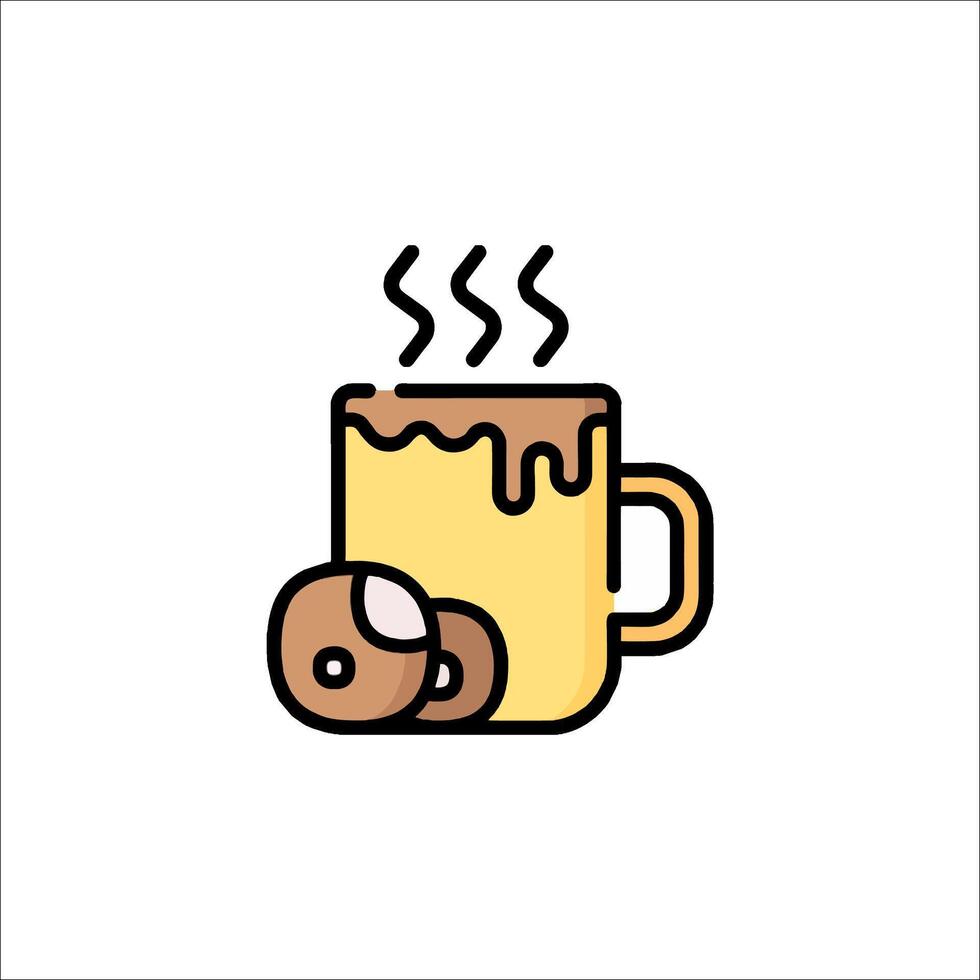 Hot coffee icon with donuts on a white background vector