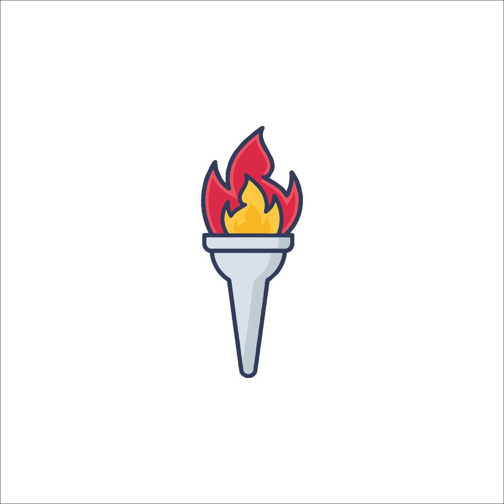 A torch with fire in it is shown in a line art style vector