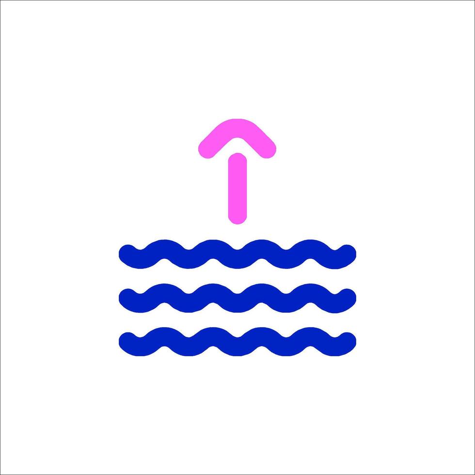 A blue and pink icon of a wave with an arrow pointing up vector