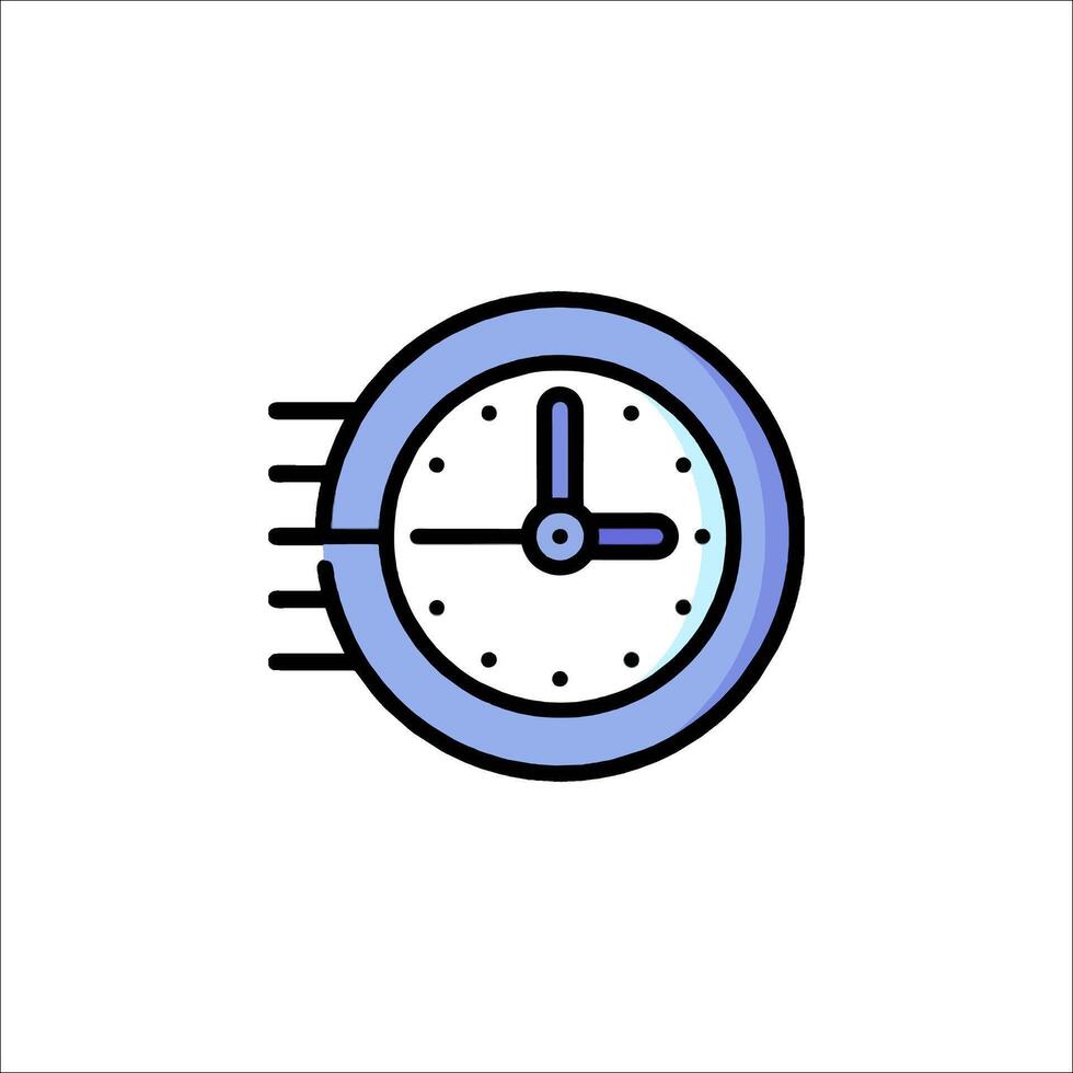 A clock icon with a blue and white background vector