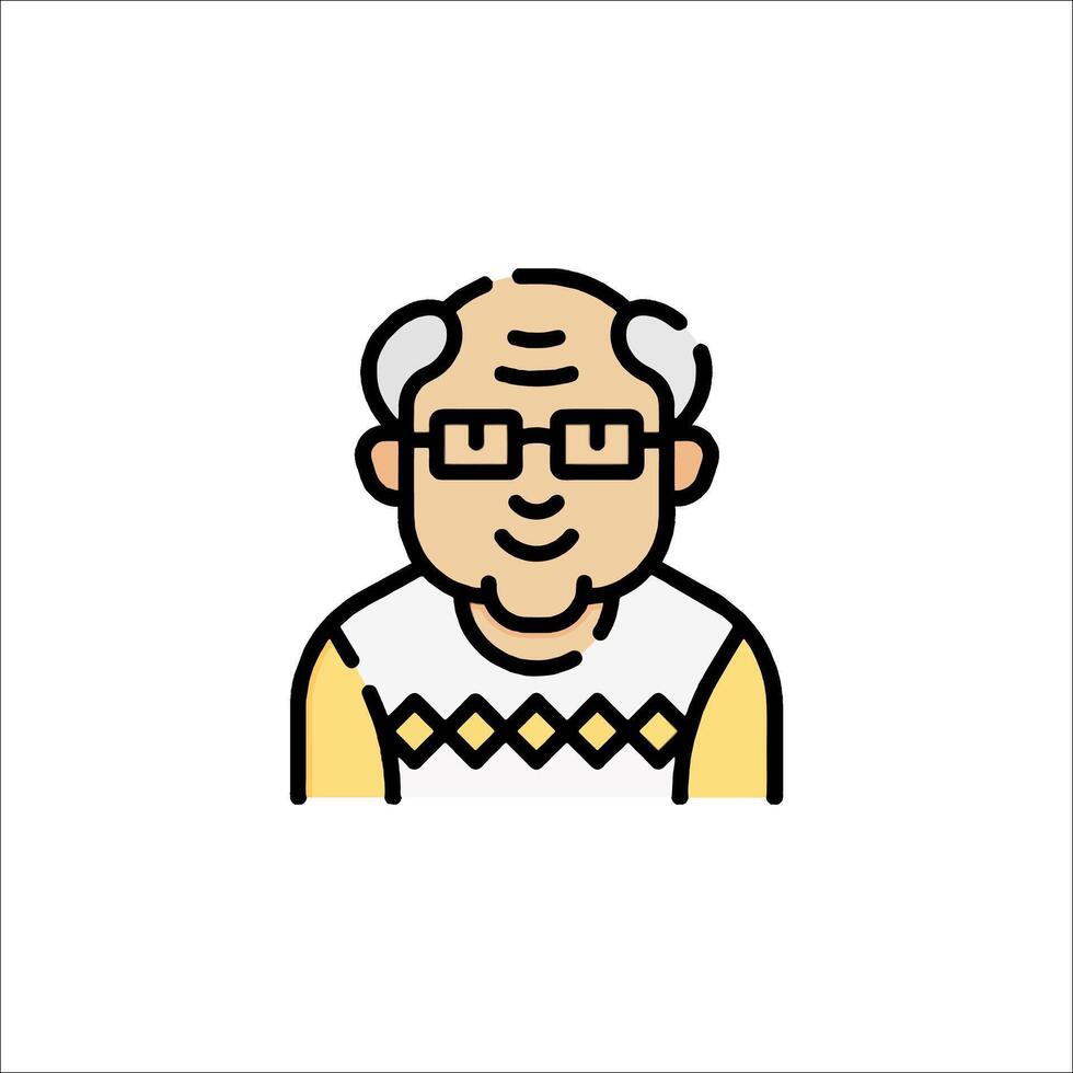 An old man with glasses and a sweater vector