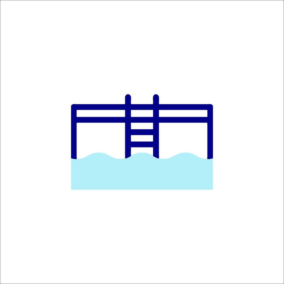 A blue ladder in the water icon vector