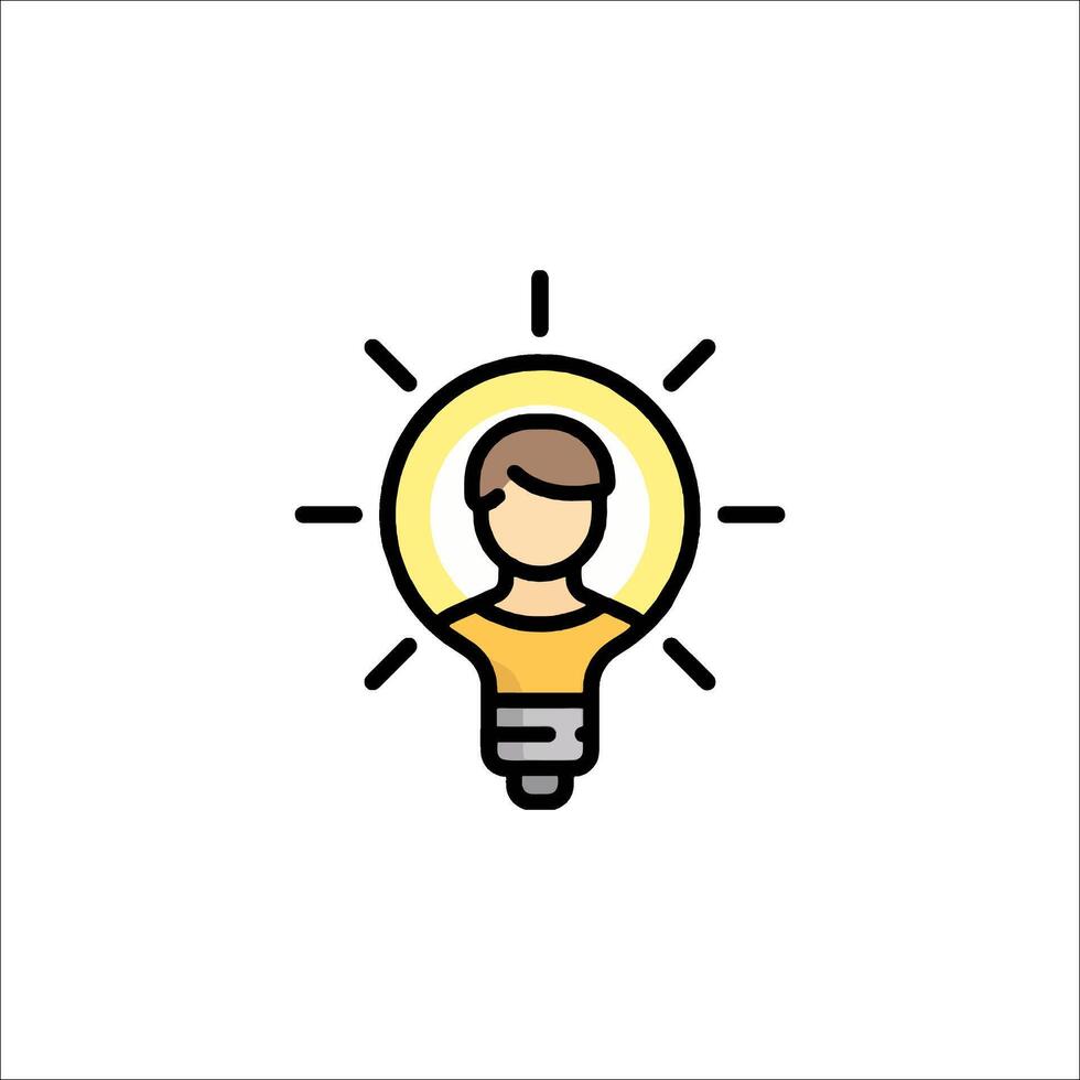 A man inside a light bulb icon vector