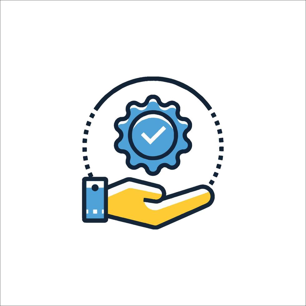 A hand holding a check mark icon vector