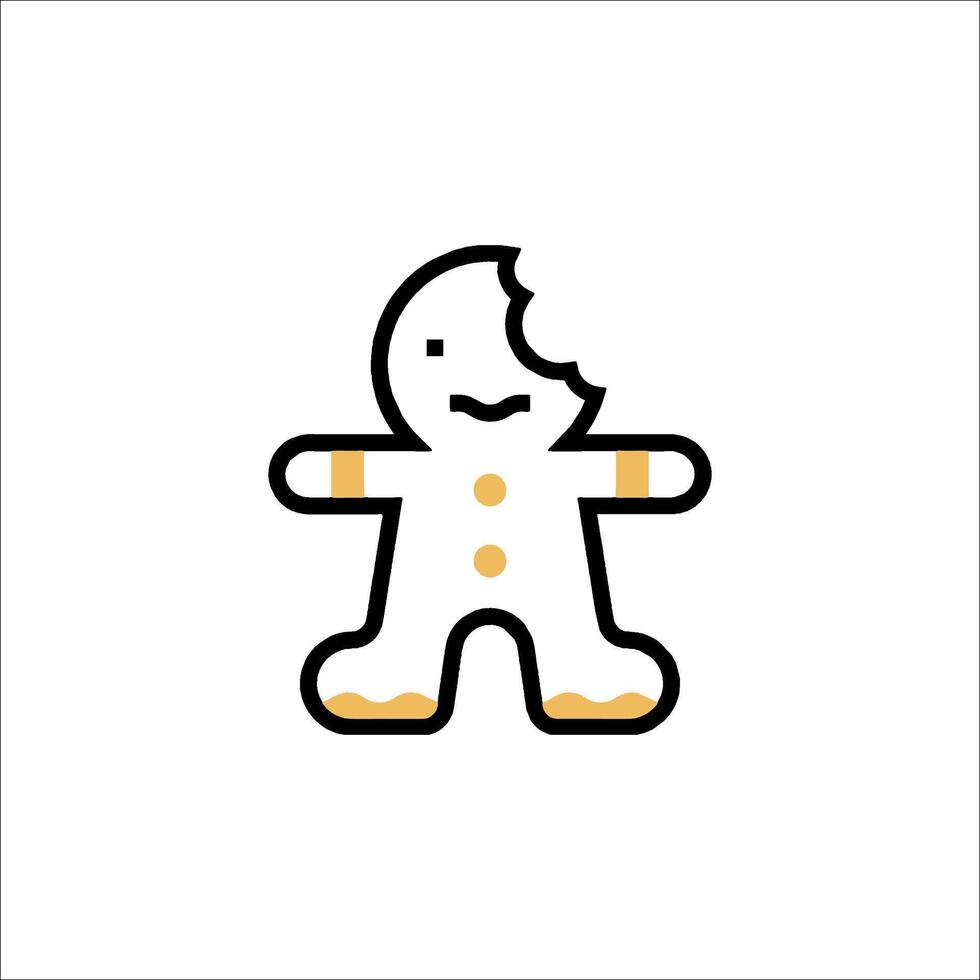 A gingerbread man is shown in a white background vector