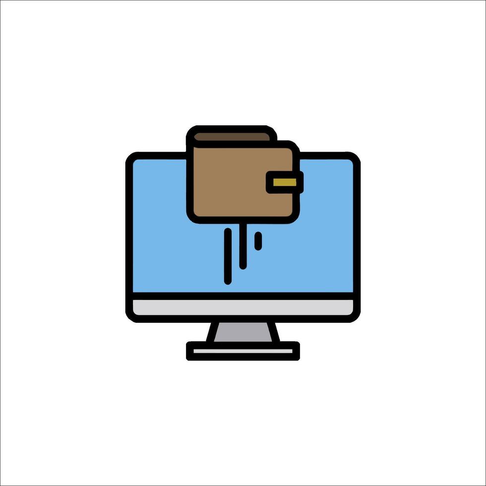 A computer monitor with a wallet on it vector